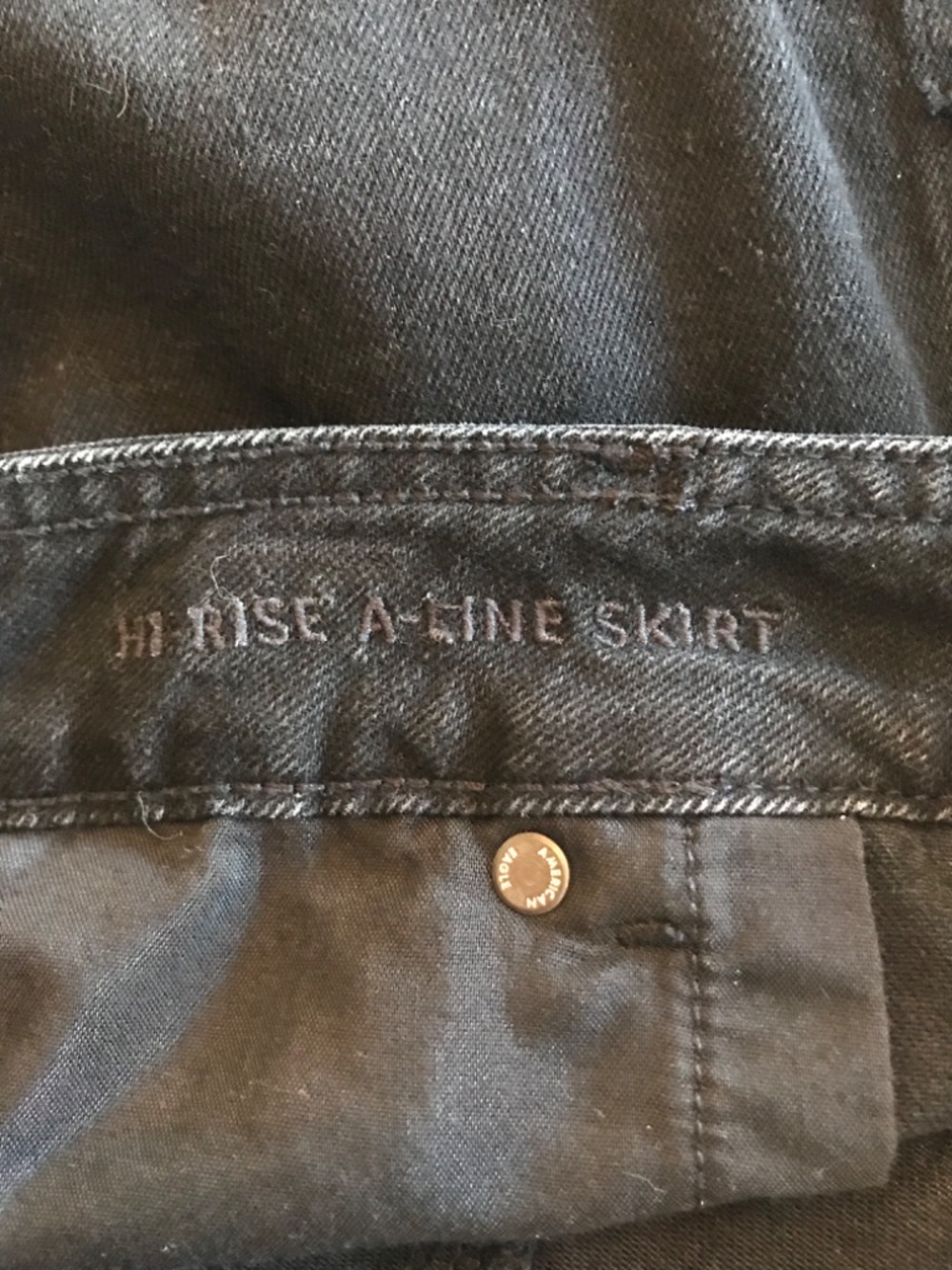 American Eagle Hi-Rise A-Line Button Front Jean Denim Skirt Size 16 Black - Picture 7 of 8